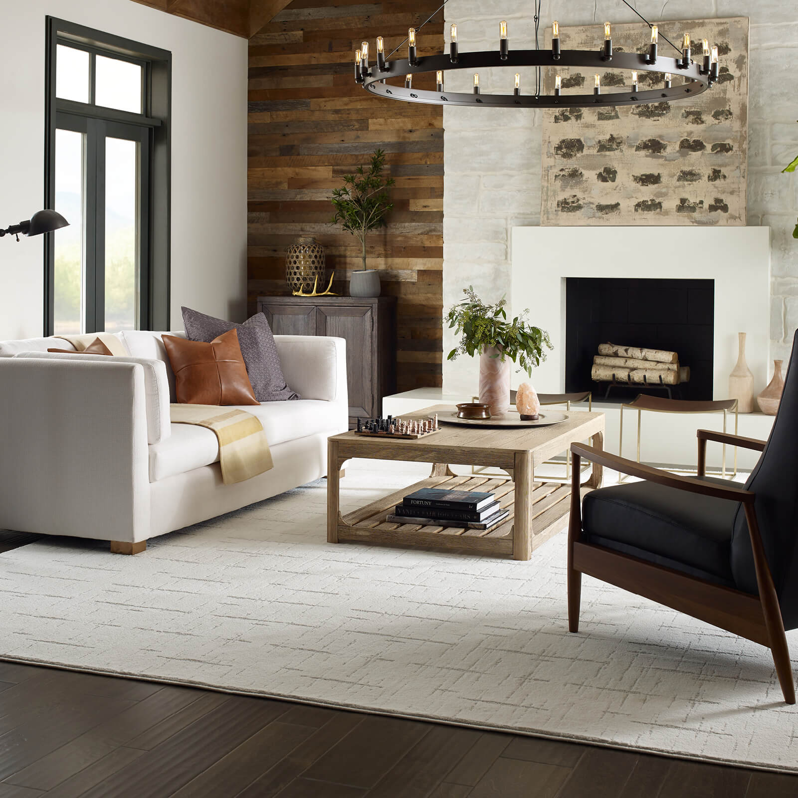 Hardwood flooring in living room | Knova's Carpet